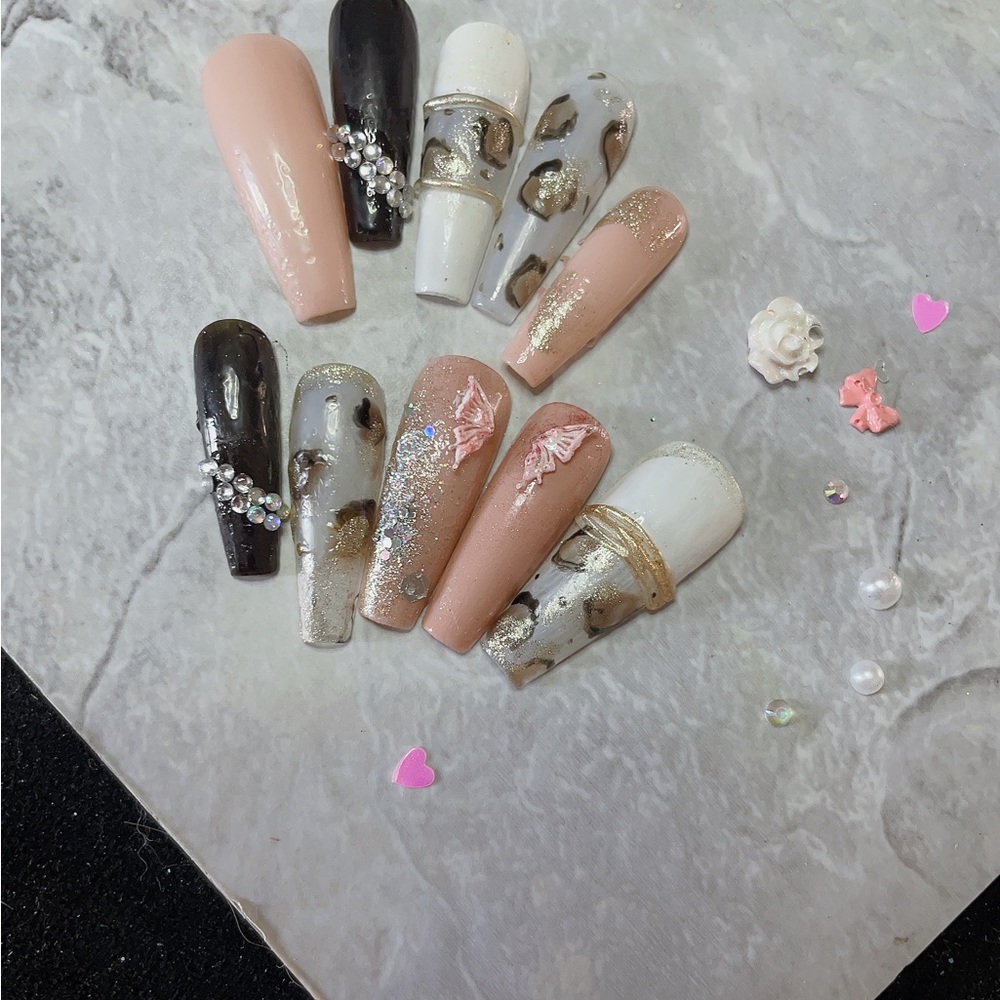 Long handmade press on nails